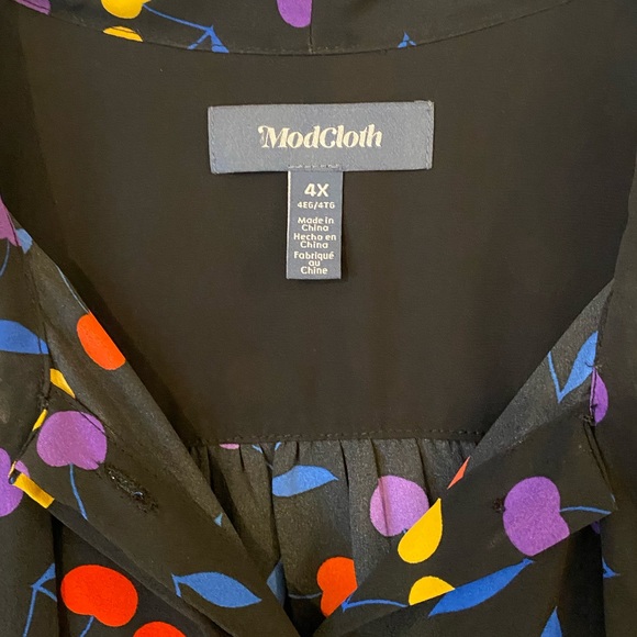 ModCloth Cherry Print Blouse 4X - Picture 3 of 11